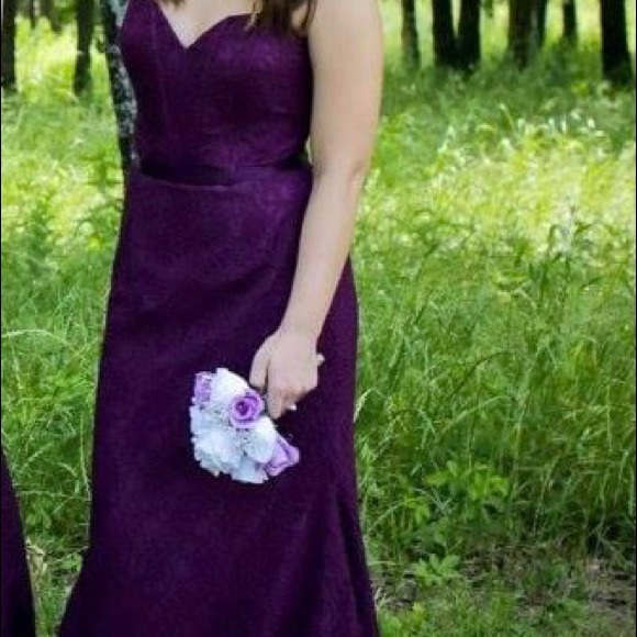 Purple Lace Mori Lee Dress Size 8 - Picture 4 of 4